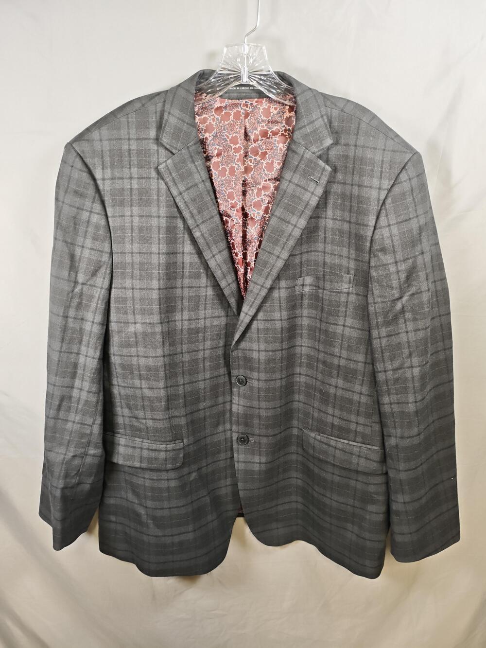 Perry Ellis Portfolio Blazer Mens 48R Plaid Slim Fit Sport Coat Jacket Modern